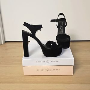 Chinese Laundry Suede Black Platform Heels